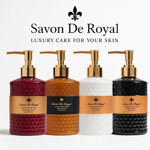 Savon De Royal Liquid Hand Soap - Jasmine Scent | Moisturizing Vegan Formula, 16.9 Fl Oz Refillable Bottle