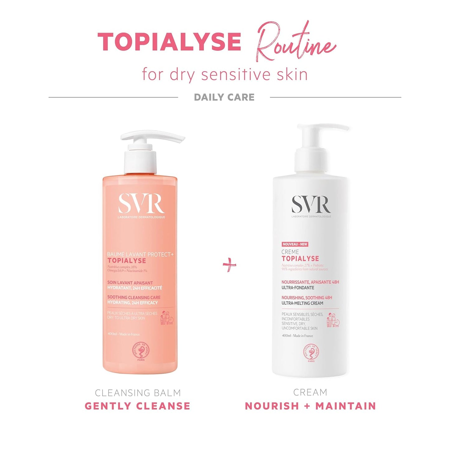 SVR Topialyse Cream - Nourishing & Soothing Face & Body Moisturizer for Dry Sensitive Skin | 13.5 Fl. Oz.