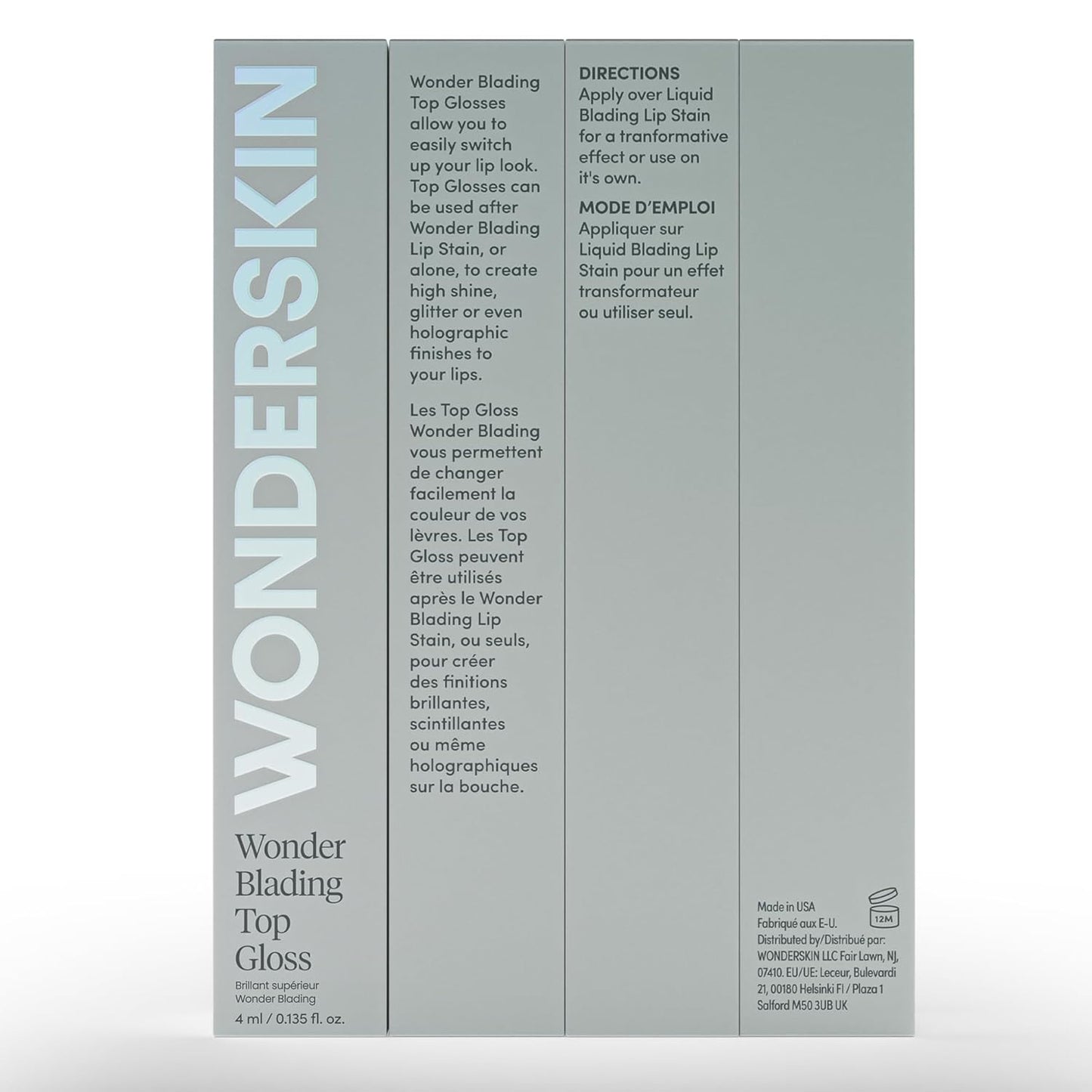 Wonderskin Lip Gloss - Hydrating Clear Glitter Blading Top Gloss for High Shine Finish | Holographic