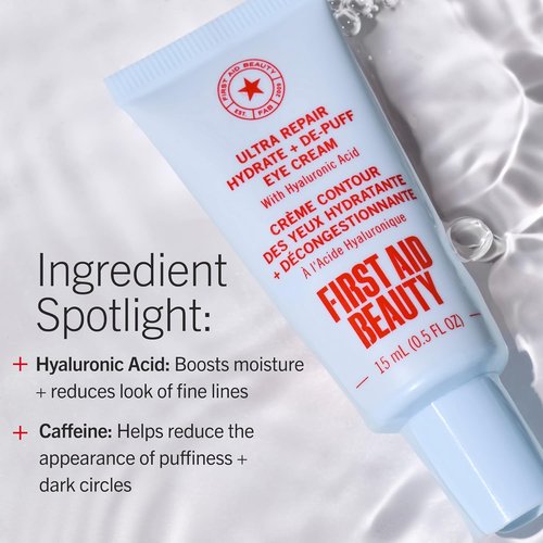 First Aid Beauty - Hydrating Eye Cream with Hyaluronic Acid | 24-Hour Moisture & Fine Line Relief, 0.5 oz