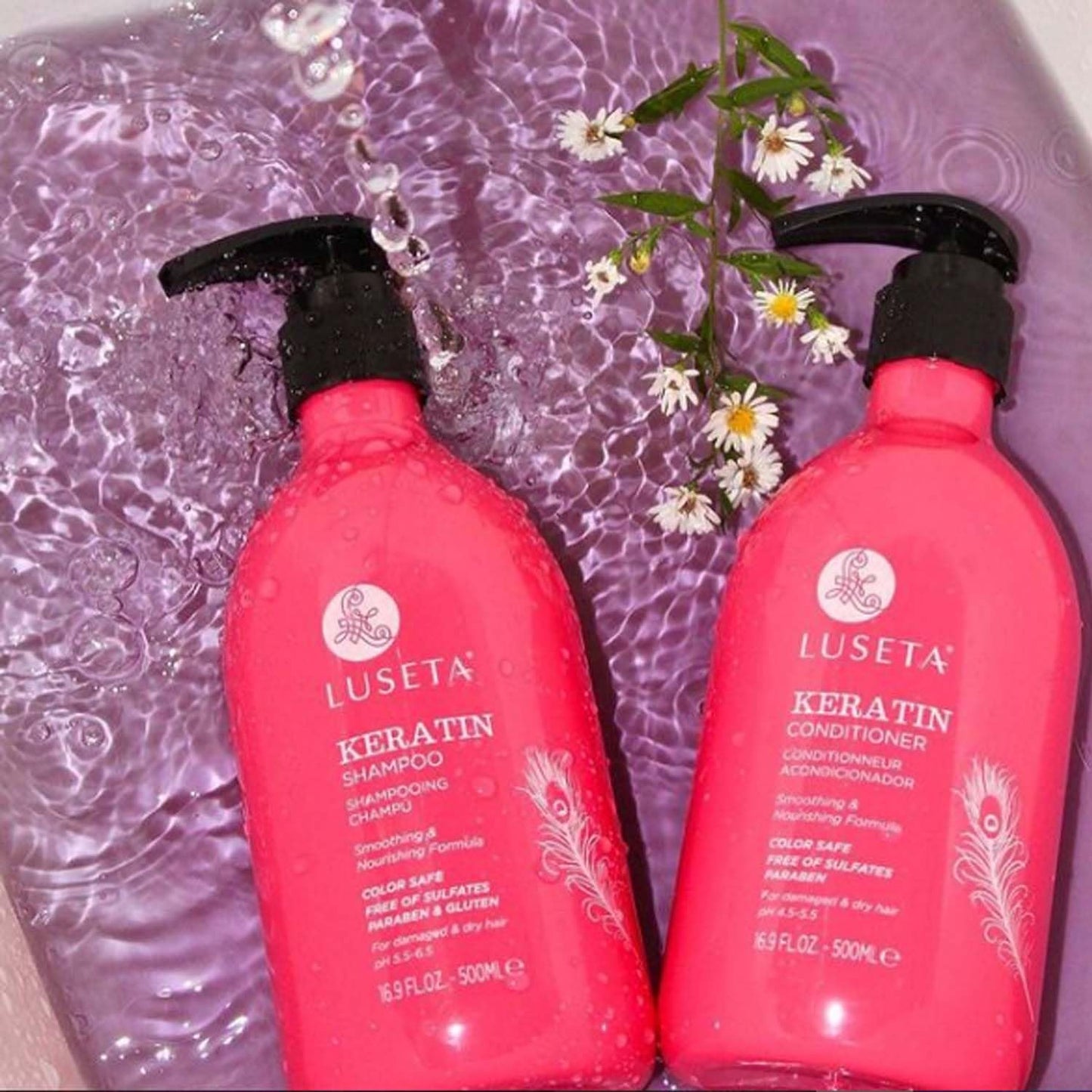 Luseta Hyaluronic Acid Moisturizing Shampoo & Conditioner Set for Dry and Damaged Hair, Sulfate Free Shampoo and Conditioner for Women Infused with Argan Oil and Shea Butter Paraben-Free2 x 16.9oz