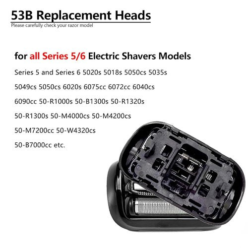 Braun Series 5 & 6 53B Shaver Replacement Head - Wet & Dry Foil & Cutter for S5/S6 Razors