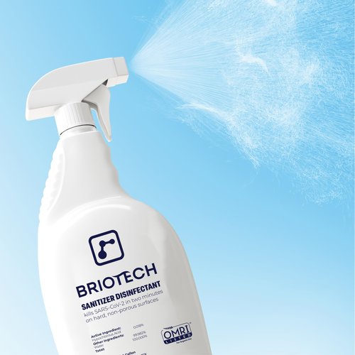 BRIOTECH Sanitizer Disinfectant Hypochlorous, Kill 99.99% of Viruses & Bacteria, Control Mold, Eliminate Odor, Gentle for Nursery & Play Rooms, Food Contact Surface Sanitizer, 1 Gallon Refill (2 Pack)