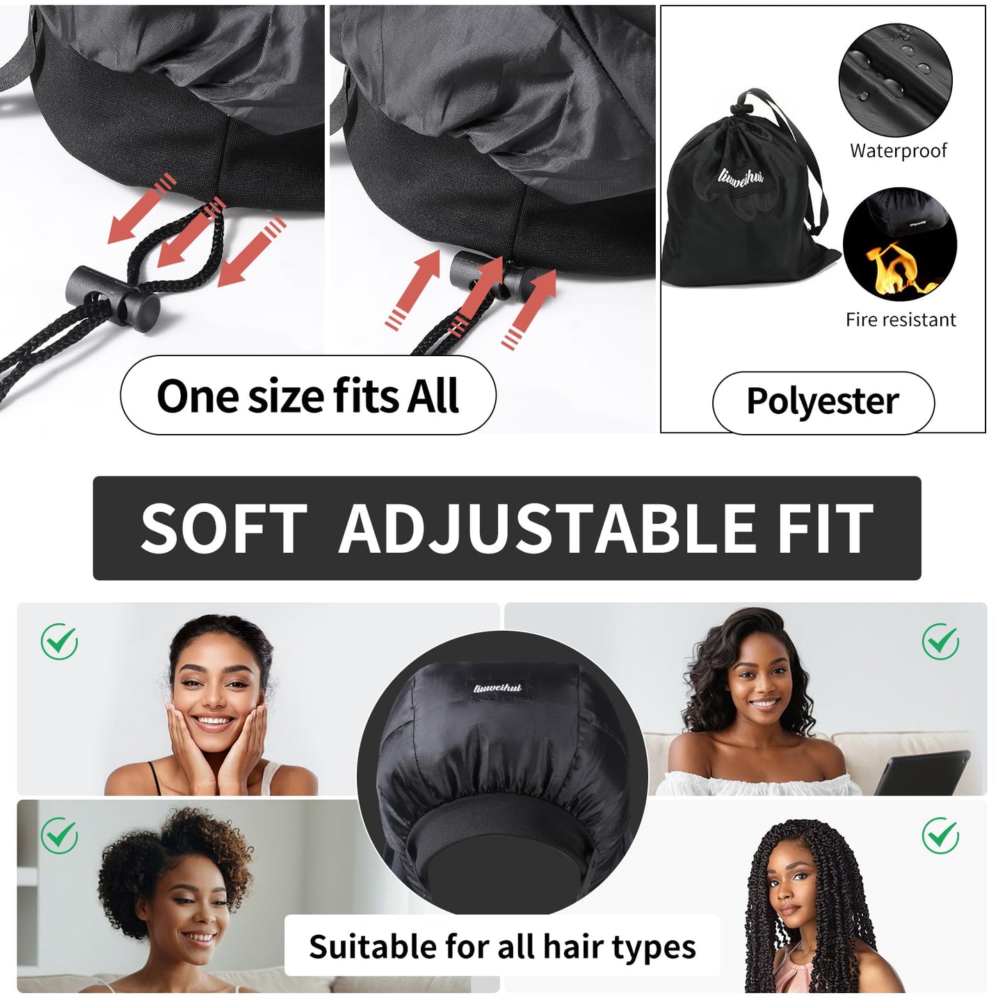 Large Bonnet Hooded Dryer Attachment, Ideal Hair Diffuser for Curly Hair, Your Ultimate Solution - Spacious Capacity Blow Dryer Cap for Rapid Styling of Curls