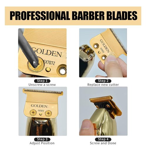 BaByliss PRO Gold FX707Z DLC Replacement Blades - Premium Trimmer Blades for FX787 & FX726 | 2-Pack