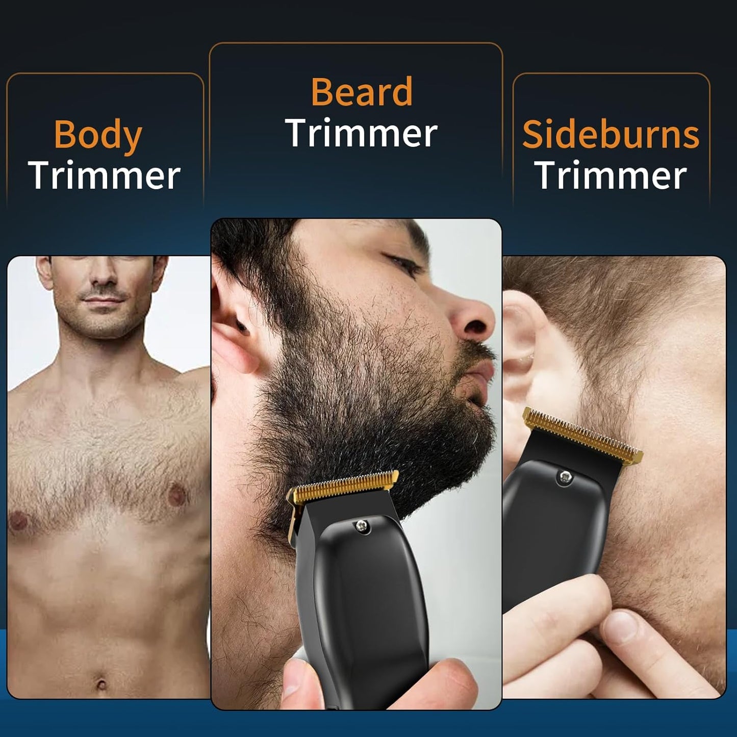 Skiennix Beard Trimmer - Rechargeable Cordless Hair Clippers & Shaver for Men | Ideal for Face, Neck & Manscaping, Black