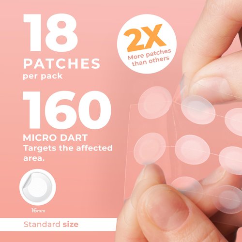 PatchRx Micro Needle Pimple Patch (18 Pack) - Hydrocolloid Micropoint Pimple Patch For Acne & Pimples, Microdart Patch, Micro Dart Pimple Patches