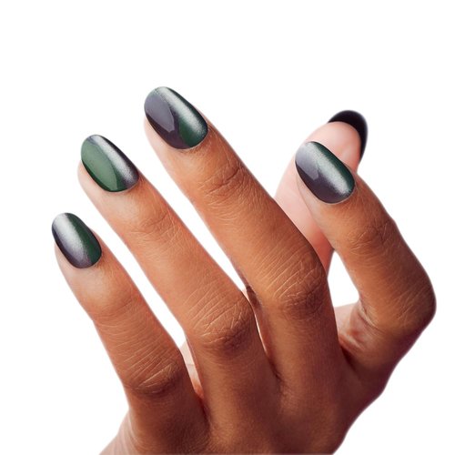 KISS Gel Fantasy Press-On Nails - 'Dial Me' Gray Oval Shape | Short Size, 28 Nails & Glue Included