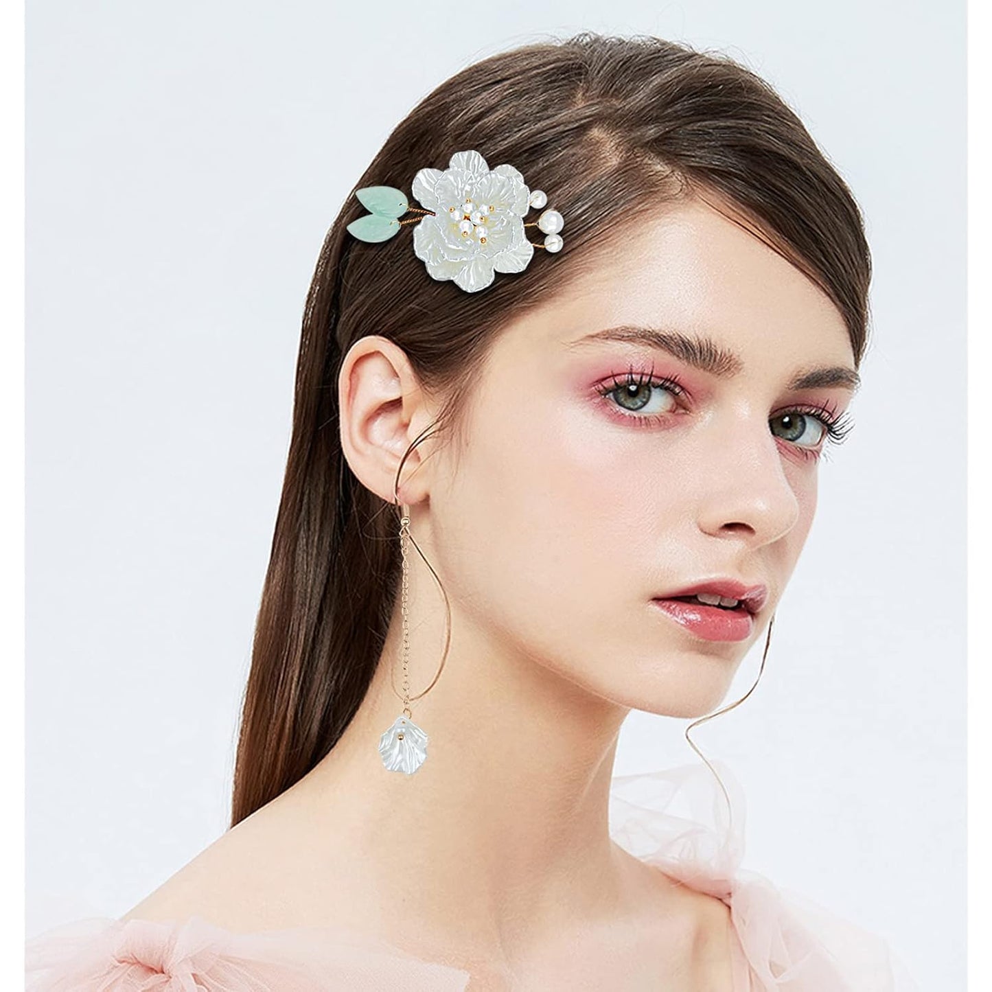 5 Pcs Flower Chinese Tassel Hair Stick Crystal Pearl Hanfu Hair Pins Classical Floral Bride Wedding Accessories for Women