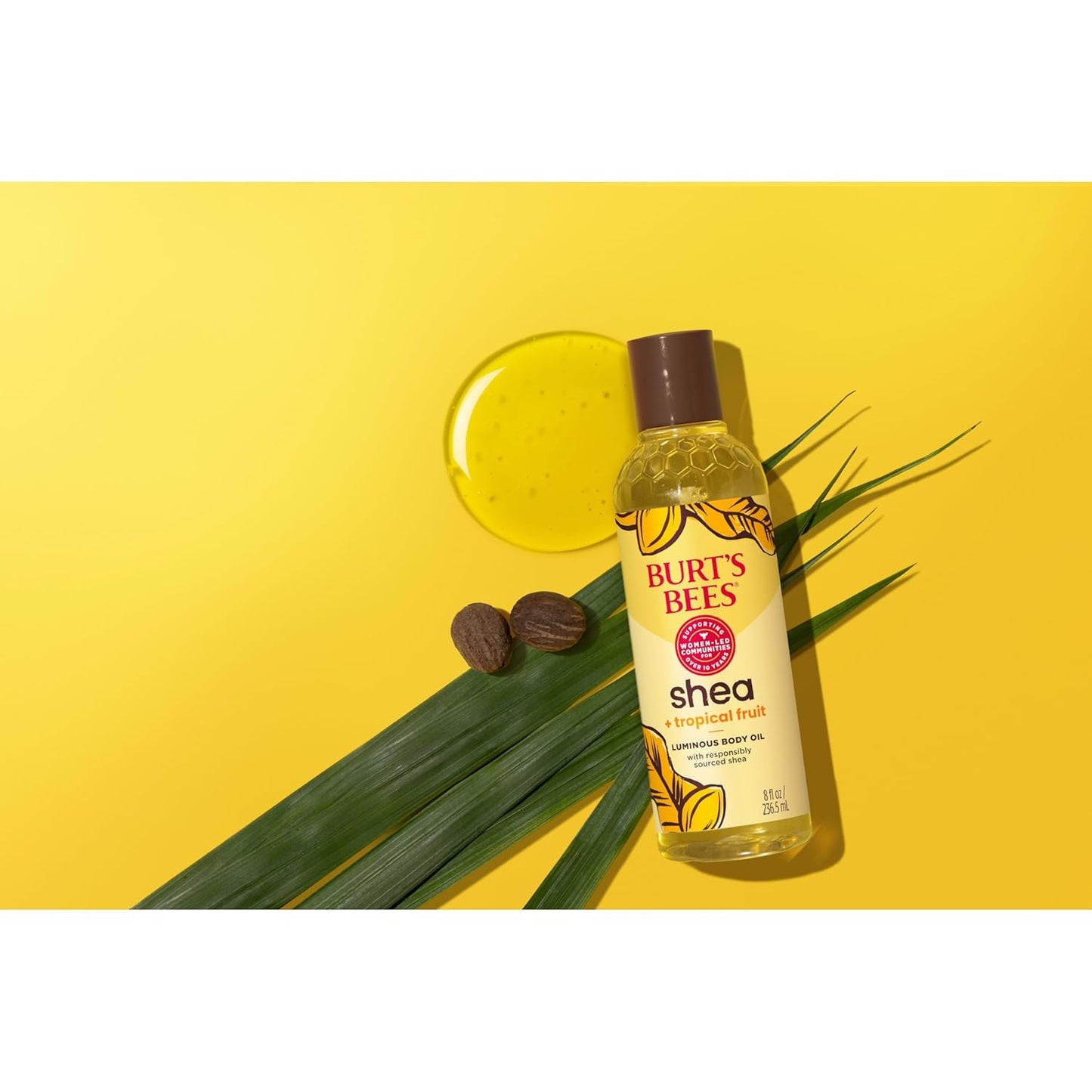 Burt's Bees Luminous Body Oil - Shea & Tropical Fruit Formula for Glowing Skin | 8 oz, Non-Greasy & Antioxidant-Rich