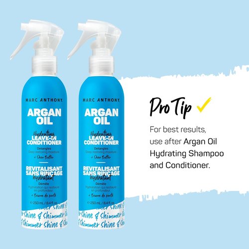 Marc Anthony Argan Oil Leave-In Conditioner - Lightweight Hydrating Formula for All Hair Types | Moisturizes, Strengthens & Detangles