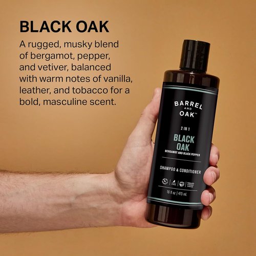 Barrel & Oak 2-in-1 Men's Shampoo & Conditioner - Cleanses Hair & Scalp, Vegan Formula, 16 oz