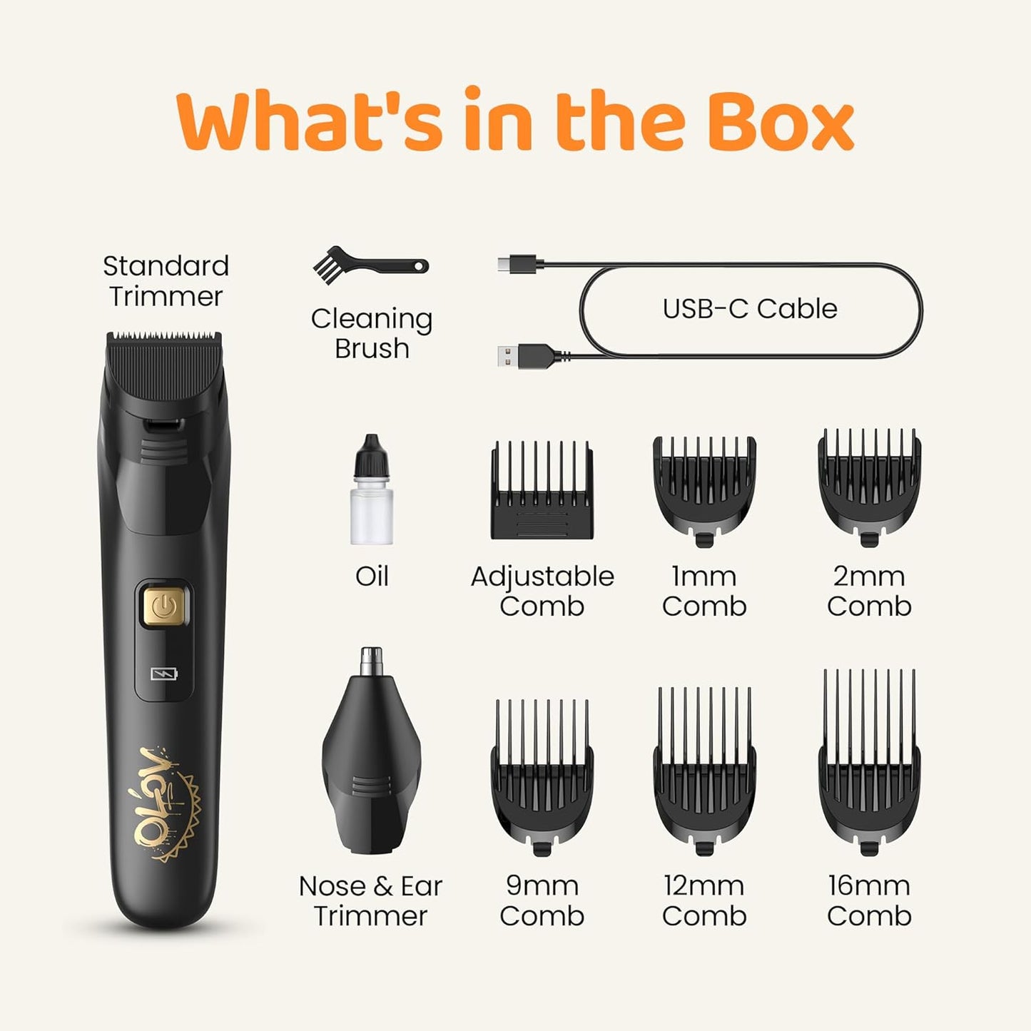 Skiennix 10-in-1 Electric Grooming Kit - Beard Trimmer, Nose Hair Trimmer & Razor | Cordless, Gift-Ready (Black)