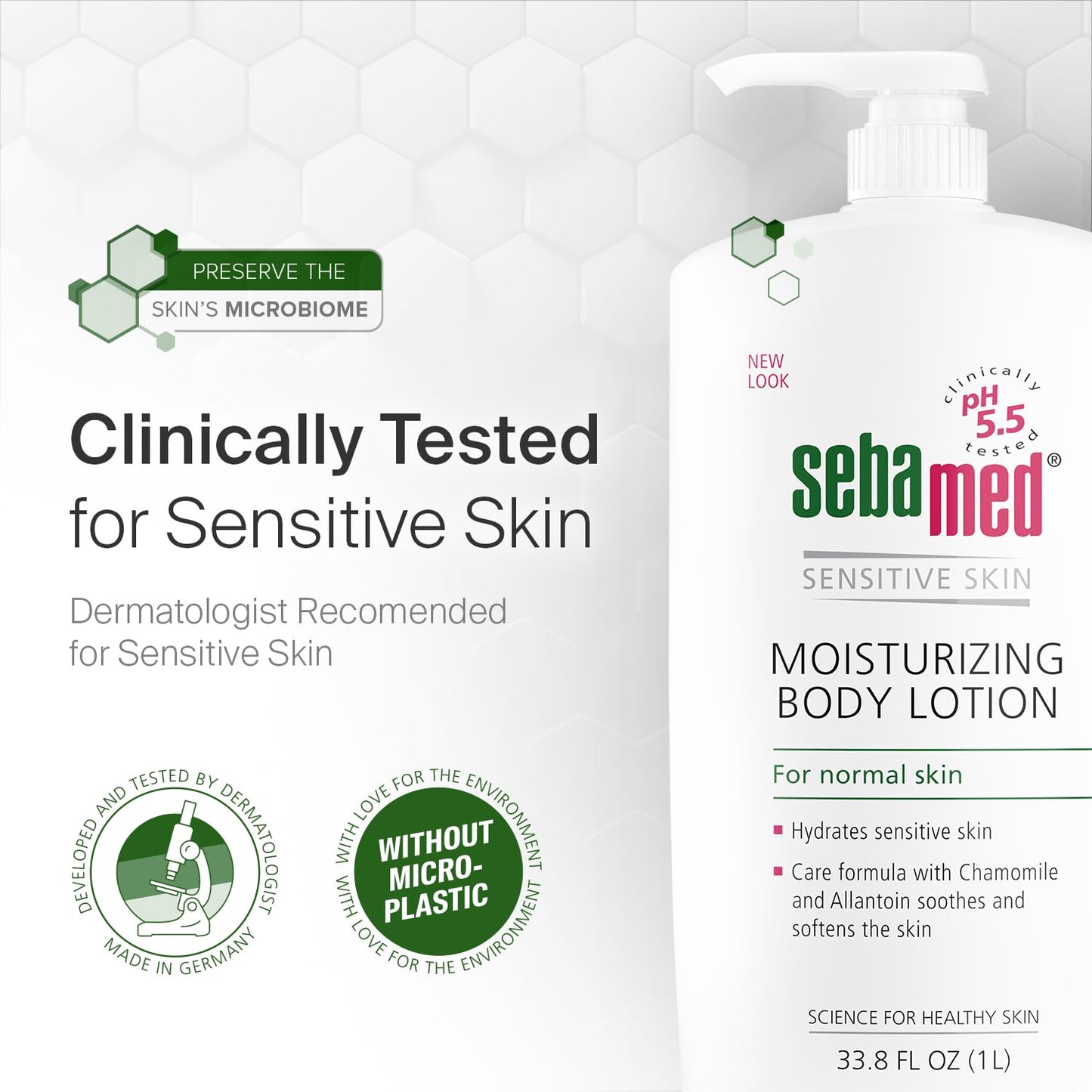 SEBAMED Moisturizing Body Lotion - pH 5.5 Dermatologist Recommended | Paraben-Free, 33.8 oz (Pack of 3)