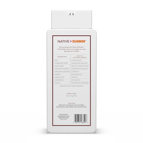 Native Body Wash - Dunkin Boston Kreme Scent | Naturally Derived Ingredients | Sulfate & Paraben Free | 18 oz