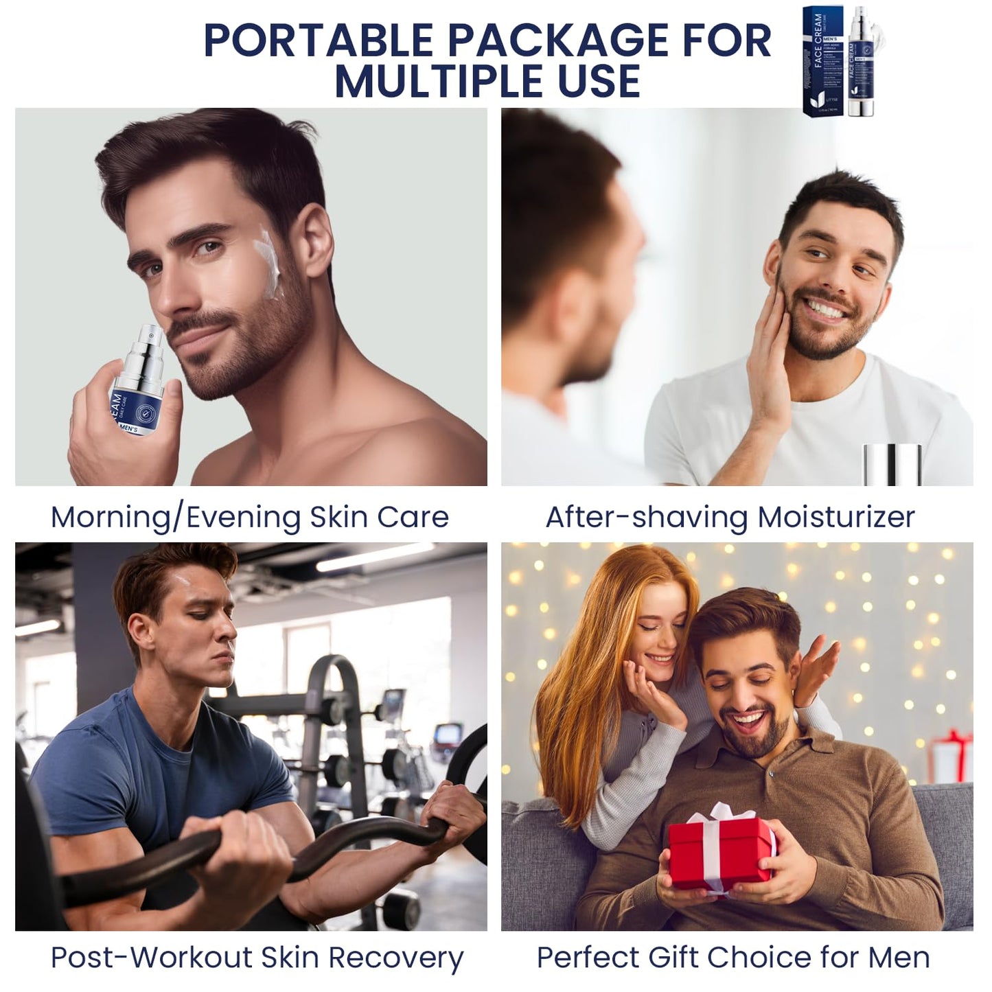 Uttse 6-in-1 Mens Face Moisturizer: Anti Aging Face Cream - Eye Bags Treatment - Skin Care for Men - 1.7 fl oz