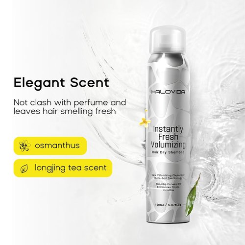 HALOVIDA Dry Shampoo for Women, Invisible Dry Scalp Shampoo Spray for Dark Hair Leaves No White Residue, Absorb Oils, Volumizing & Refresh Hair for 72 Hours, 5.07 Fl Oz