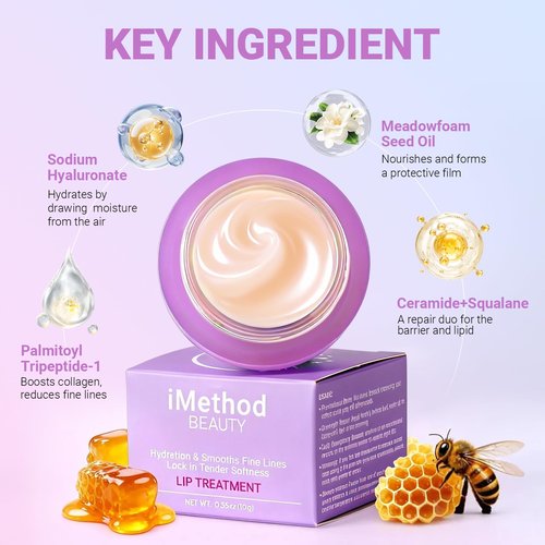 iMethod Lip Mask Overnight - Lip Sleeping Mask for Dry Lips, 8-Hour Hydrating Lip Balm with Hyaluronic Acid, Intense Moisturizing Lip Treatment to Nourish & Repair