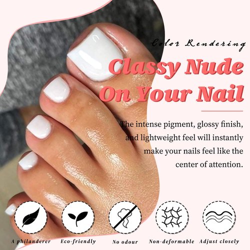 LuckForever 168pc Press on Toenails Women Fake Toe Nails with Glue Tabs, White Fake Toenails Press on Nails Short Square Acrylic Toe Nail Tips Glue on Toenails False Artificial Toe Nails Press ons