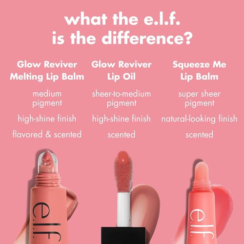 e.l.f. Glow Reviver Melting Lip Balm - Hydrating Tinted Balm for Glossy, Soft Lips | Vegan Strawberry Shortcake