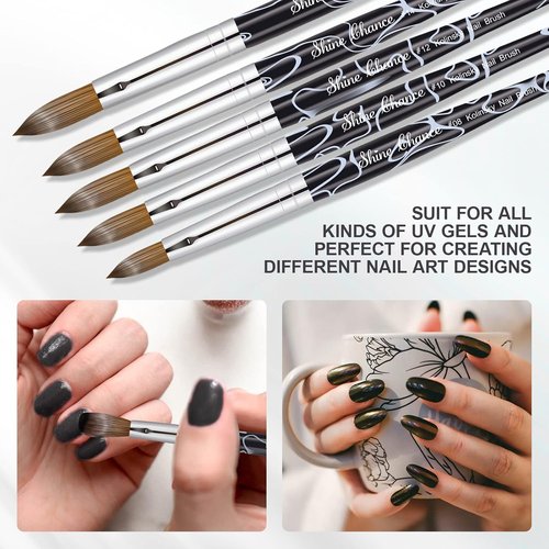 Kolinsky Nail Art Brush - Size 10 Oval Brush for Professional Manicure & DIY Home Salon - Black