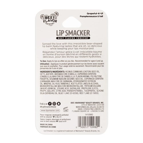 Lip Smacker Lip Balm - Sugar Bear Grapeful-4-U Flavor for Soft, Moisturized Lips