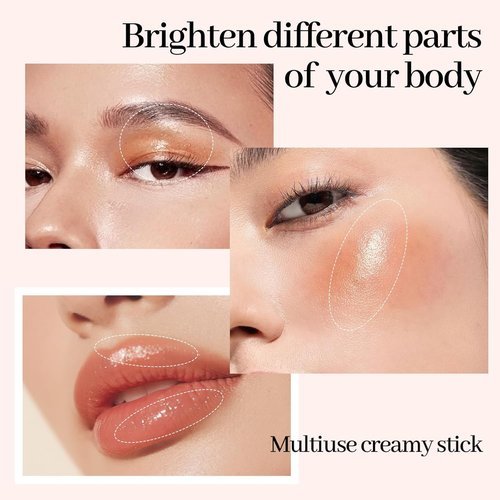 HOSAILY Double-Ended Blush Highlighter Stick - Shimmer Glow for Natural Dewy Skin | Lightweight Creamy Balm 03