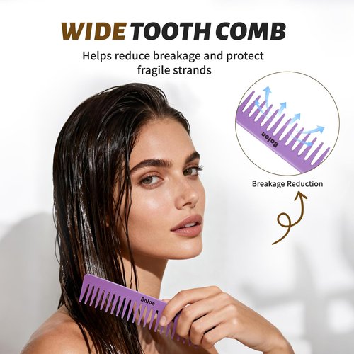 4Pcs Detangling Hair Brush Set for Women - Paddle Brush for Wet or Dry, No More Tangles for Straight, Long, Thick, Curly, and Natural Hair (Purple)