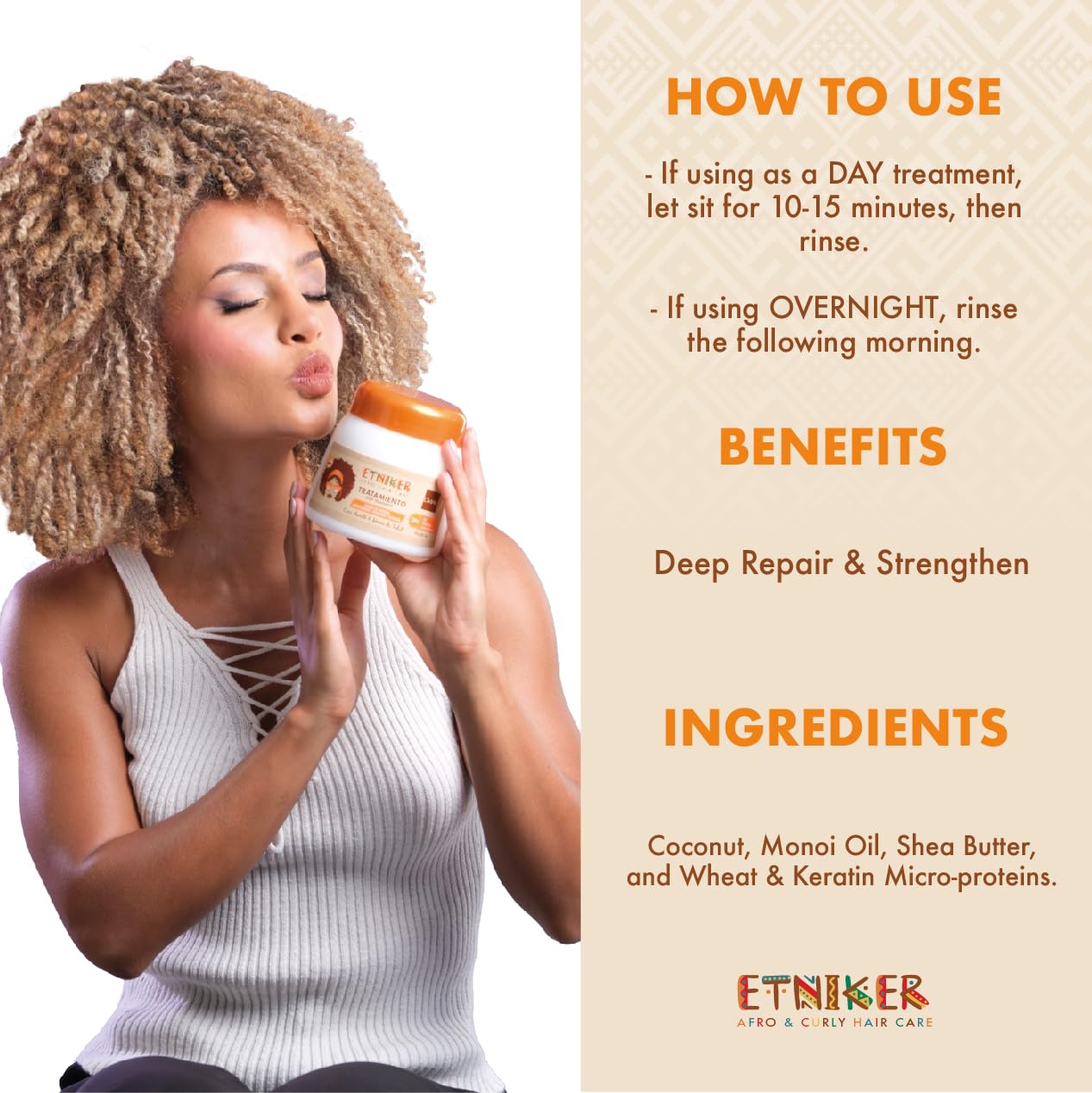 Etniker Deep Treatment Curly or Afro Hair Cocout Karite L'mar | Lmar Tratamiento Profundo Capilar - Cabello Rizado u Ondulado 20oz-570gr