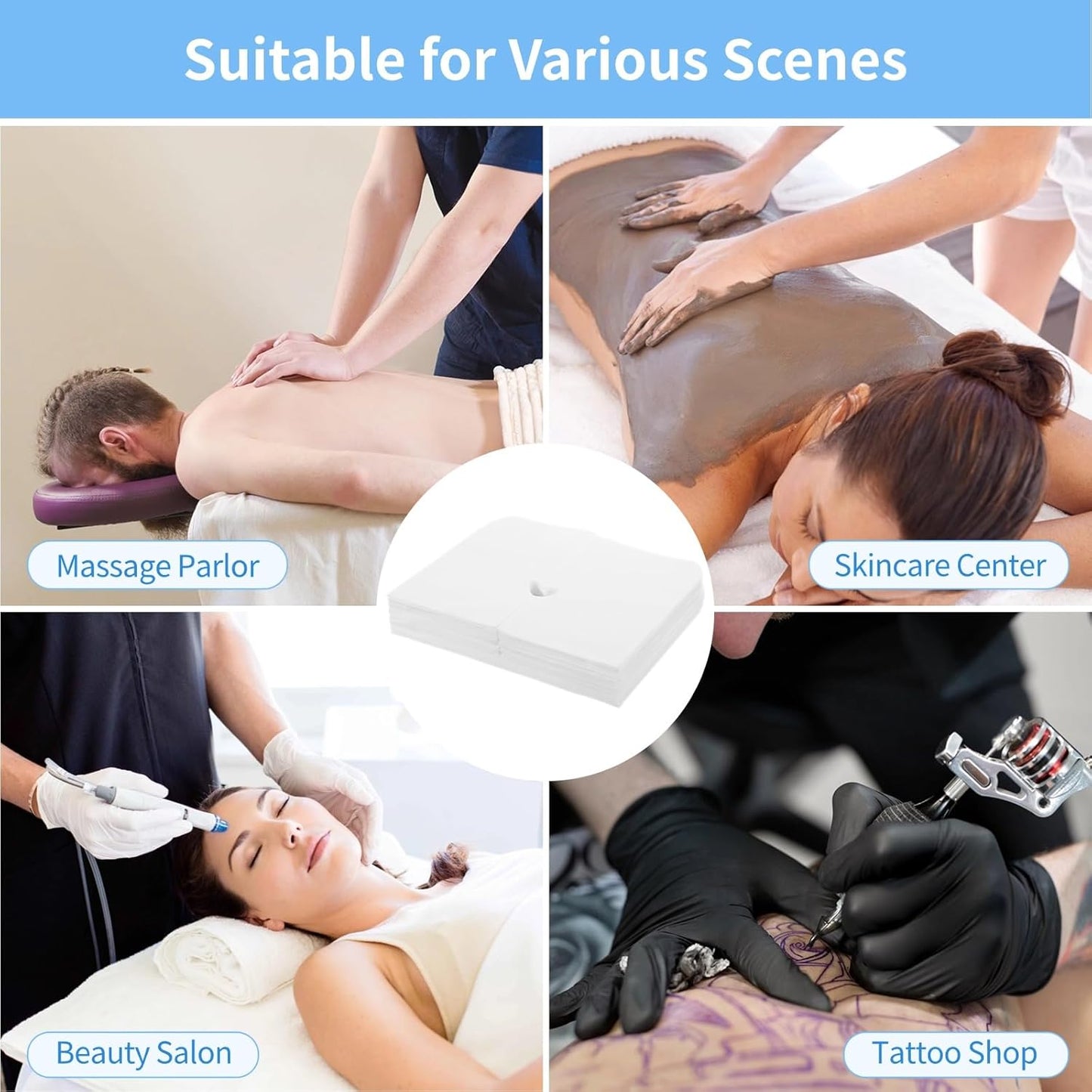 Skiennix Disposable Face Cradle Covers - 300PCS Massage Table Headrest Cushions for Salons