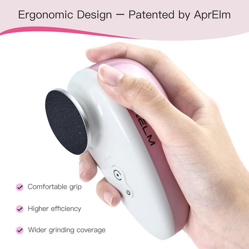 AprElm Rechargeable Electric Foot Callus Remover with 3-Sizes 120Pcs Sandpapers, Professional 1000RPM Electric Foot File with Organizer, Pedicure Tools Gifts for Women Men (E5 Pink-White)