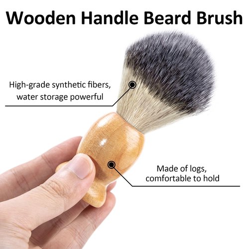 Bassion Shaving Brush for Men, Wet Shave Using Cream & Soap, Wood Handle Hair Salon Brush for Safety Shaving Razor, Straight Razor, Father's Day for Dad Boyfriend (Brown)