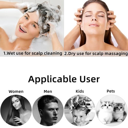 BTYMS Hair Scalp Scrubber - Silicone Shampoo Brush with Dispenser for Dandruff Removal
