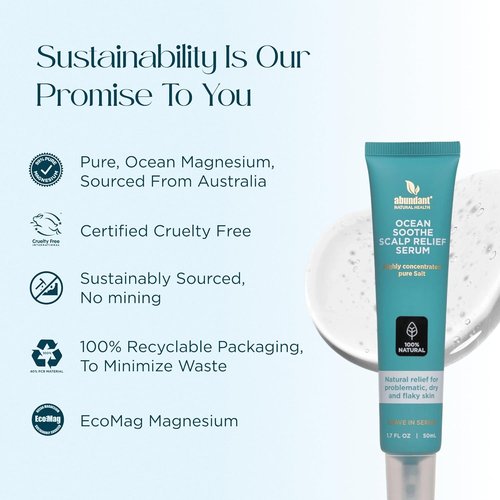 Abundant Natural Health Ocean Soothe Scalp Relief Serum - Magnesium Salt Treatment for Dry Skin | 50mL