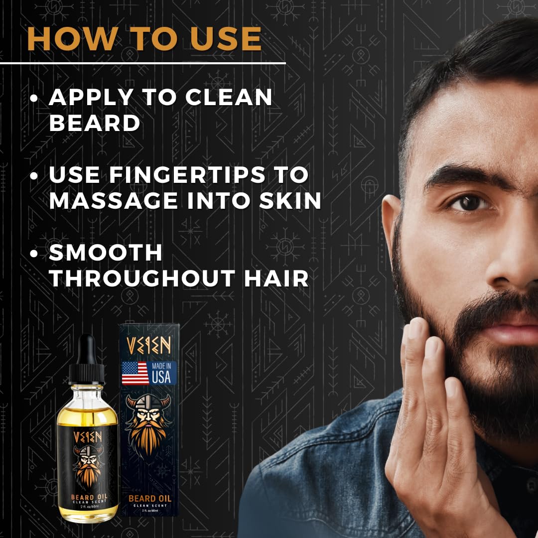 Veien Beard Oil for Men - White Tea Scented Beard Softener & Conditioner - 2oz Premium Grooming Oil