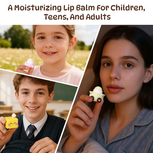 Cloud Comfort Lip Balm - 4 Tubes Fruit-flavored Moisture Lip Balms, Blueberry, Jasmine, Orange, and Peach Flavors, 3-in-1 Repairs Lip Damage Caused by Dryness, Makeup and UV Rays (4 Pack)