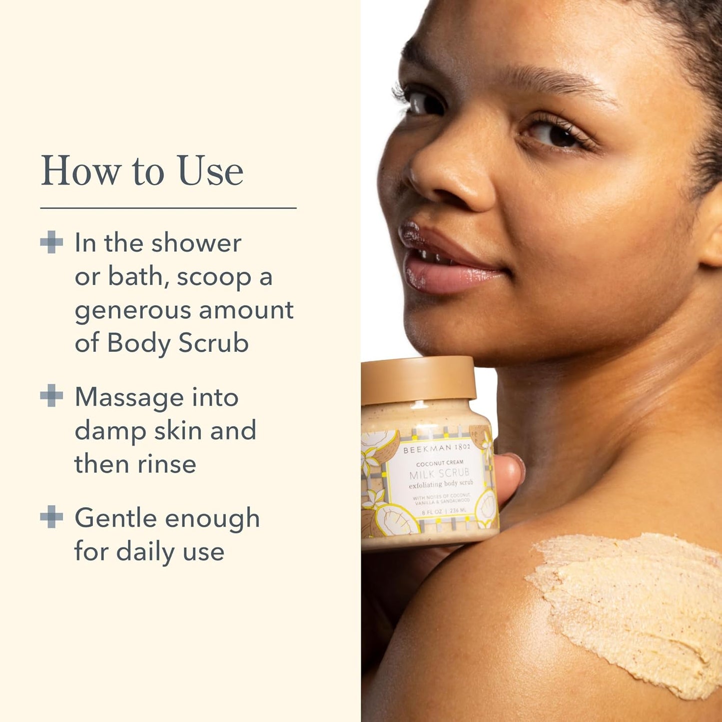 Beekman 1802 Coconut Cream Exfoliating Milk Body Scrub - Smooth Skin & Even Tone - 8 fl oz - Goat Milk & Jojoba Beads