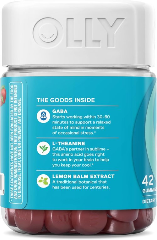 OLLY Goodbye Stress Gummies - GABA & L-Theanine for Stress Relief | Berry Flavor - 42 Count