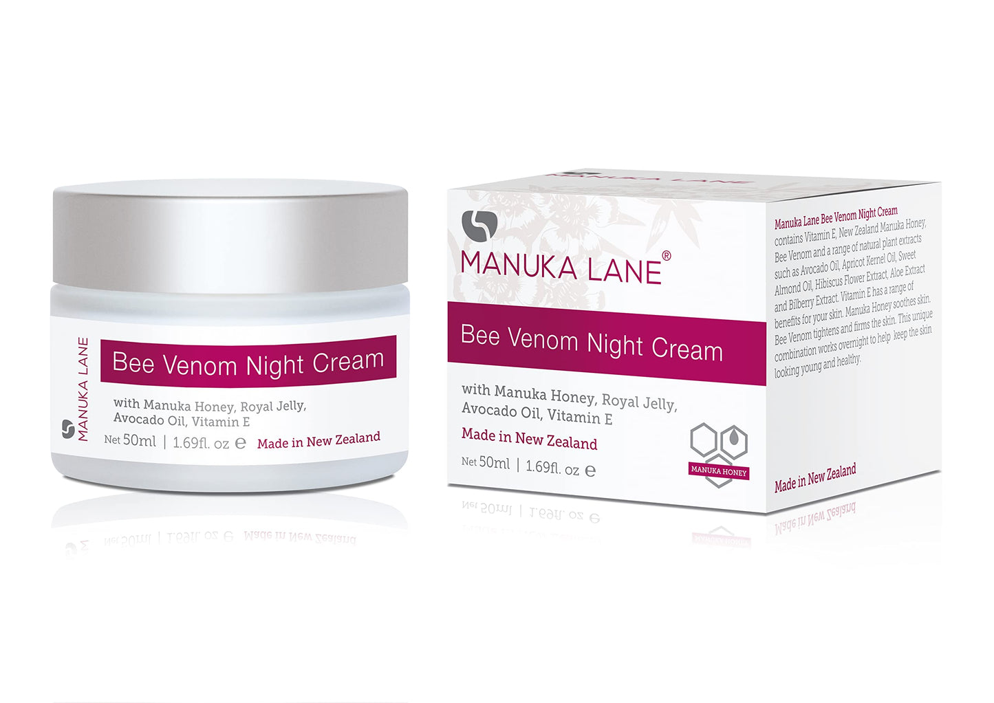 Manuka Lane Bee Venom Night Cream for Face and Neck with Sweet Almond Oil, Kernel Oil, Plant Extracts & Vitamin E | Plant Based Formula | Carefully formulated to keep your skin young and healthy!