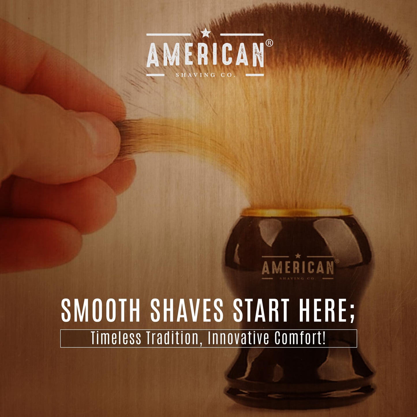 American Shaving Co. Shaving Brush, Made in USA, Premium Quality Nylon Bristles, Comfortable Grip, Personal & Professional Use, GMP Certified Facility, Cruelty-Free Products