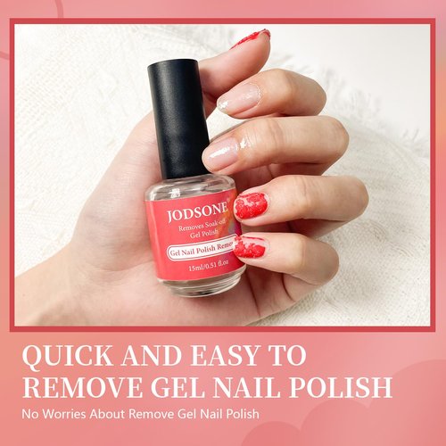 JODSONE 15ML Gel Nail Polish Remover, Soak Off Gel Remover No Soaking No Wrapping, Quick Easy Nail Gel Cleaner for Manicure Nail Art