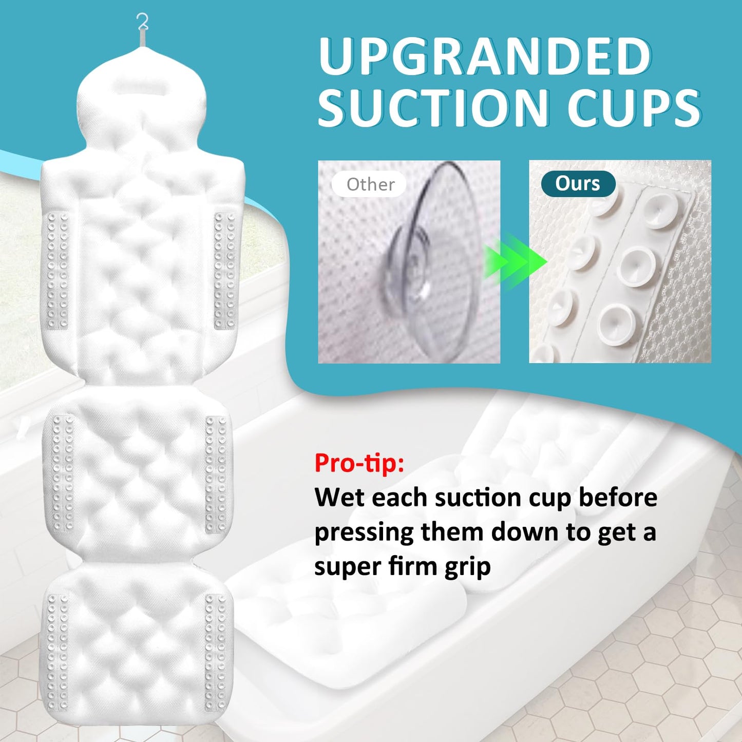 Luxury Full Body Bath Pillow for Bathtub White