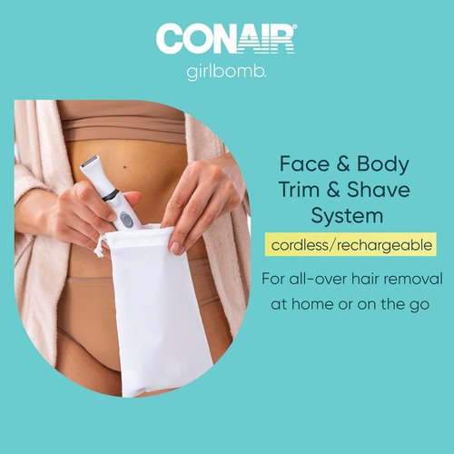 Conair GIRLBOMB All-in-One Trimmer & Shaver Set for Women - Wet/Dry Rechargeable Design