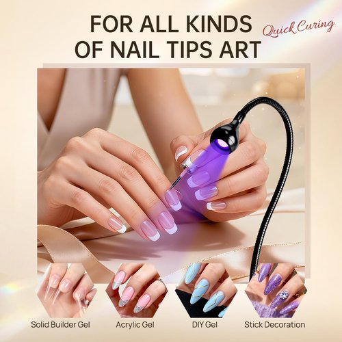 AORAEM Nail Lamp LED Nail Manicure Dryer Curing Light with Black Gooseneck and Clamp for Gel Nails