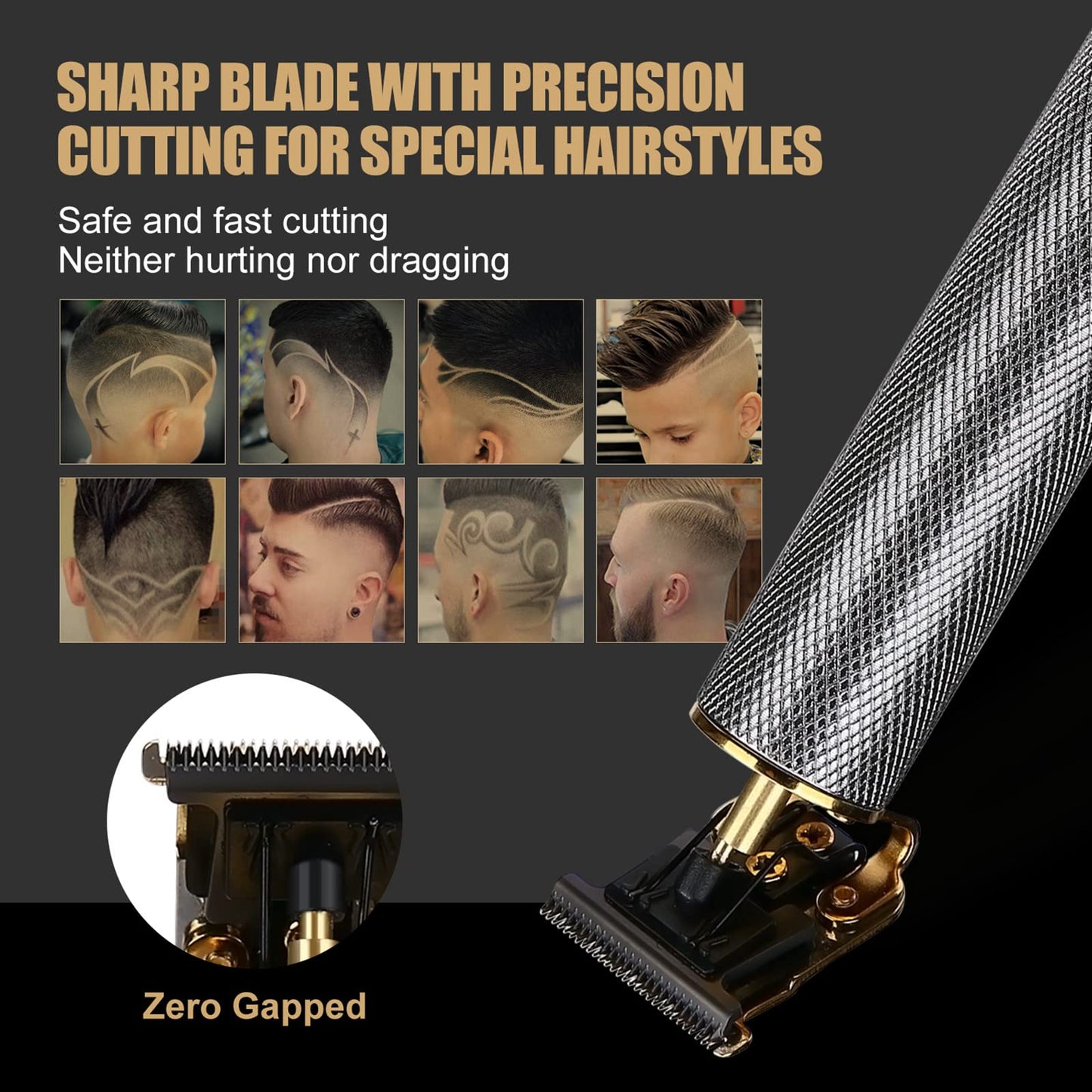 Vetmor Zero Gapped Trimmers Hair Liners for Men&Women Edge Up Clippers T Blade Trimmer Lineup Precision Hairline Professional Edgers Clippers (Silver)