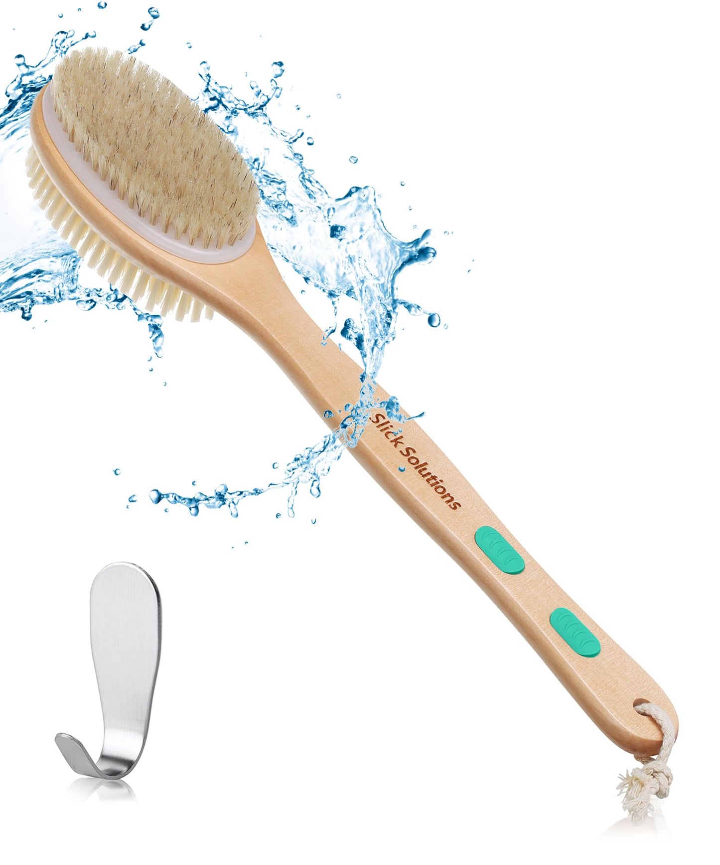 Slick- Shower Brush, Double Sided Shower Brush, Back Scrubber, Bath Brush, Back Brush, Back Brush Long Handle for Shower, Shower Brushes for Your Back, Bath Brush Long Handle for Shower