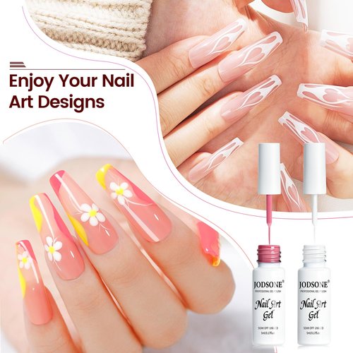 JODSONE 10pcs Nail Art Gel Liner Set,3D Nail Art Pens Effect for Fine Lines,Thin Brush Detail Polish,DIY Painted Nails at Home Salon,Liner Gel Nail Polish for Girls & Women