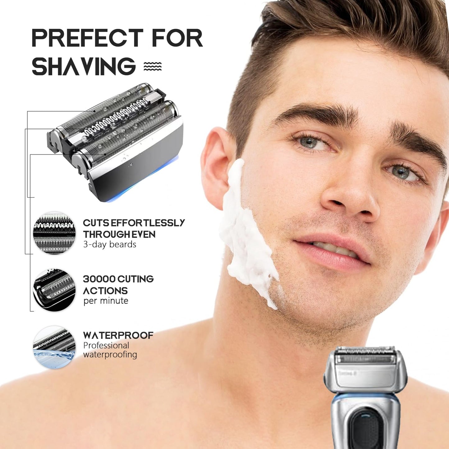 83M Series 8 Replacement Head Compatible with Braun S8 Replacement Head Wet and Dry,Upgrade Foil & Cutter for Braun Series 8 Replacement Head Electric Razor Blades Model 8370cc 8340s 8350s 8467