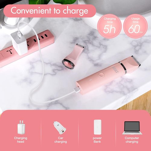 AIBRIT PRO Electric Bikini Trimmer - 2-in-1 Painless Hair Removal Razor for Women | Waterproof & Portable