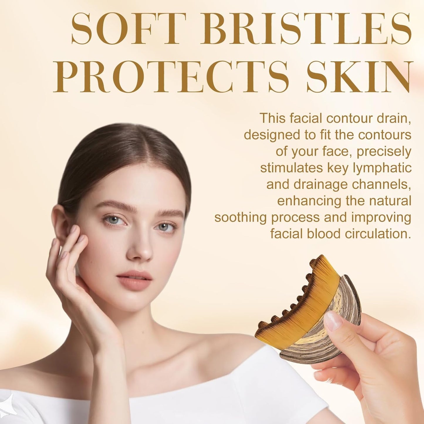 Skiennix Lymphatic Contour Face Brush & Gua Sha Tool Set - Facial Massage Kit for Jawline Sculpting & Puffiness Relief